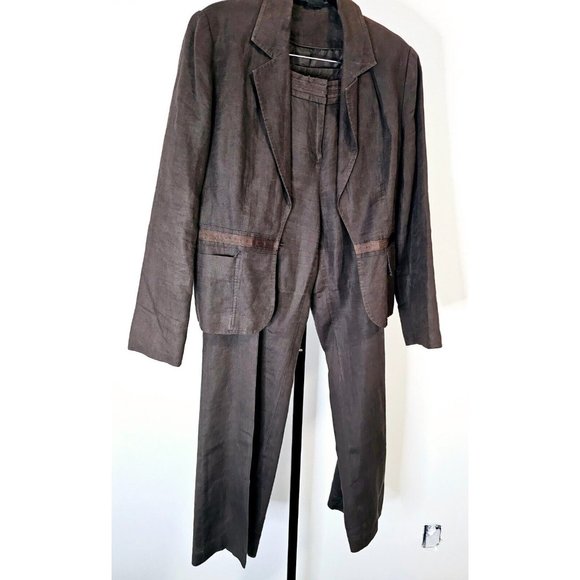 Willi Smith Women's Blazer & Pant Linen Suit - Brown - 8/10 - Picture 1 of 16